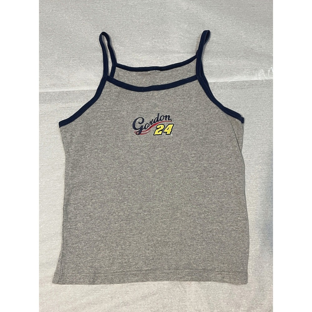 Vintage Womens Nascar Gray Baby Tee Tank Jeff Gordon Size S/M Y2K 90s Cami